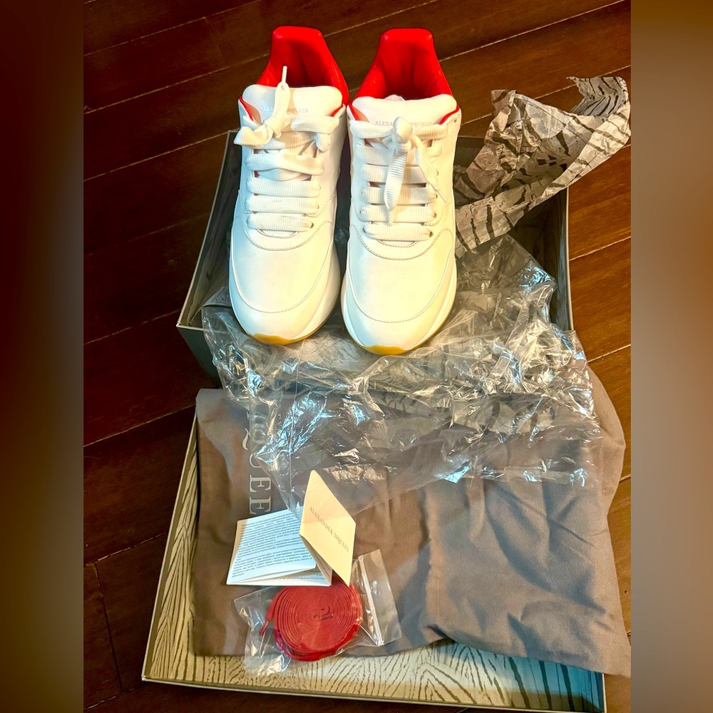 Alexander McQueen White and Red Sneakers